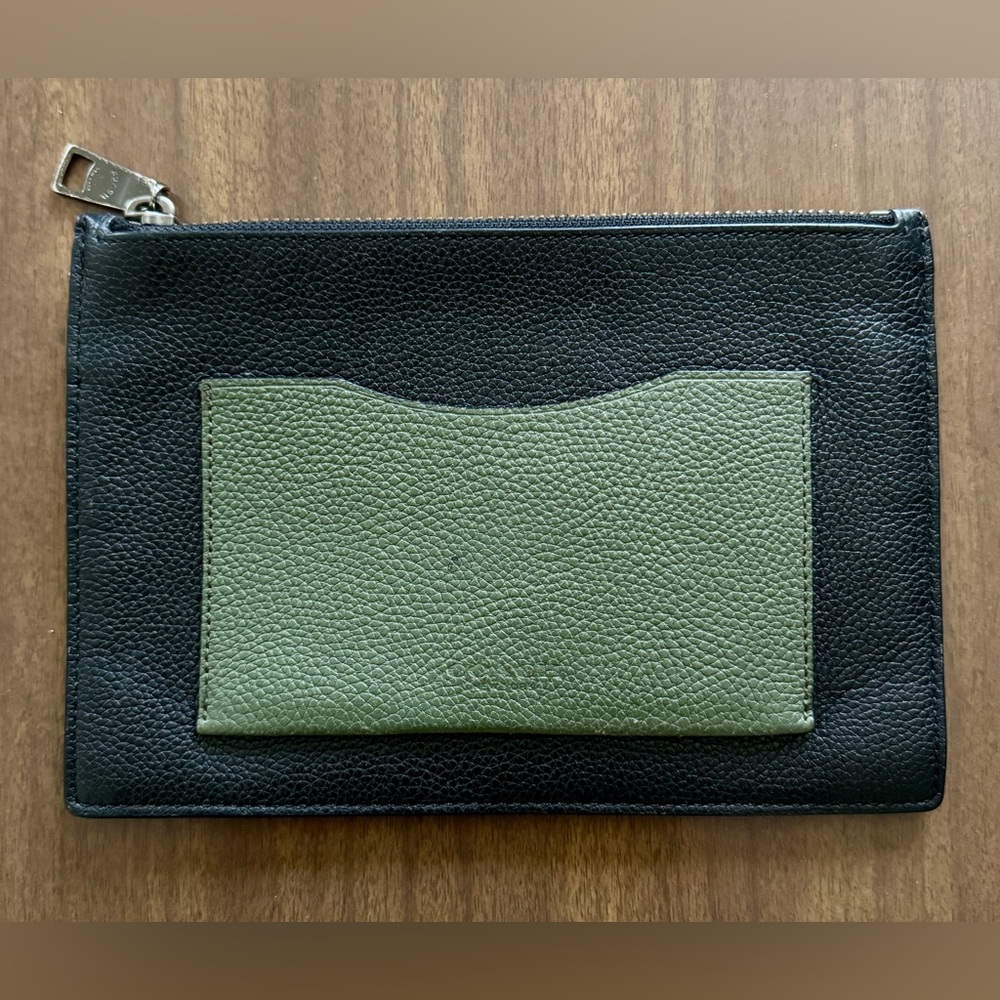 Coach Black Leather Zip Tech Pouch